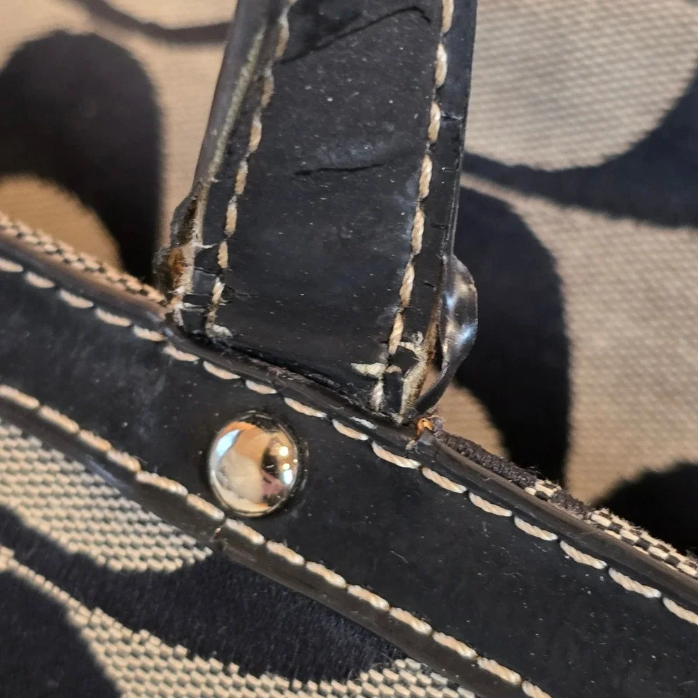 Coach Bag Lurex Signature C X Large Black Gray F19202 Canvas Diaper Tote Travel
